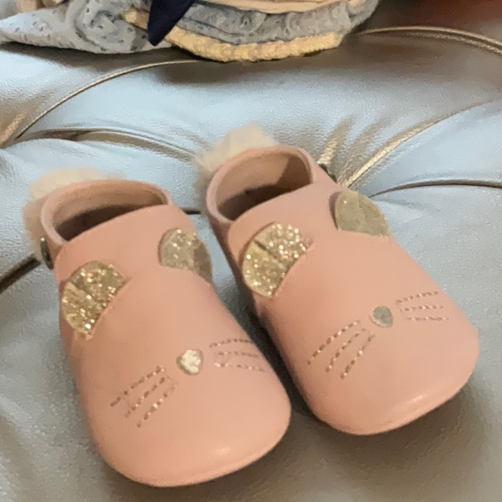 Blush pink mouse moccasins